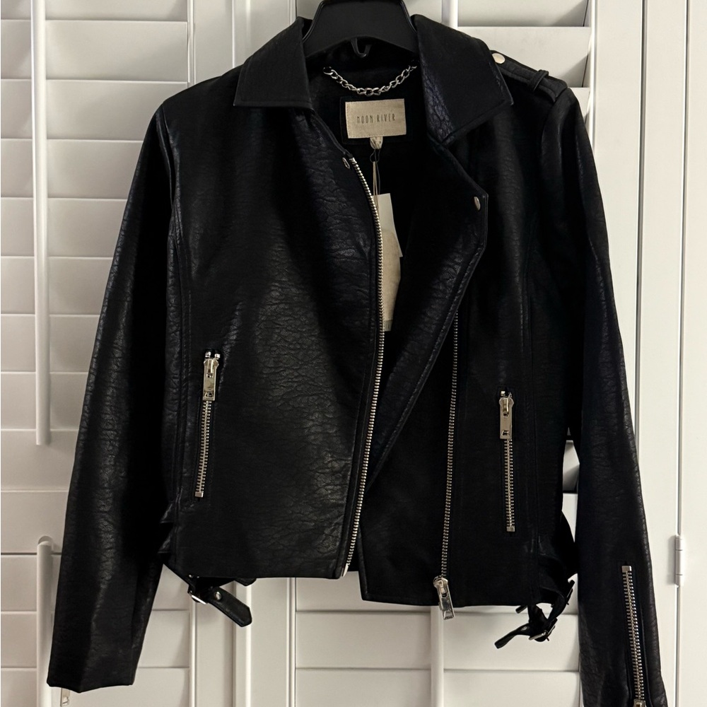 Black Faux Leather Moto Jacket